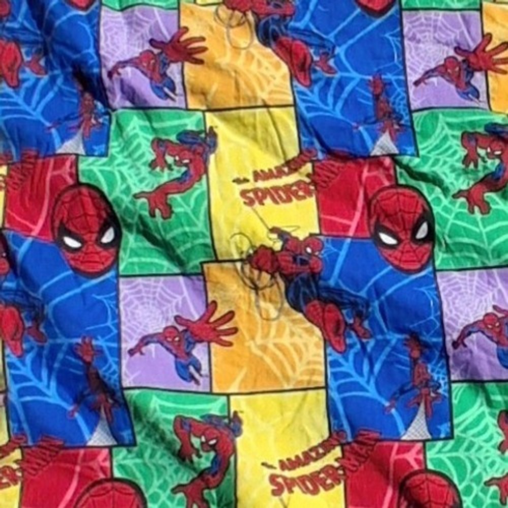 Vtg Marvel The Amazing Spider-Man 90s Baby Crib Toddler Bed Blanket Comic AOP
